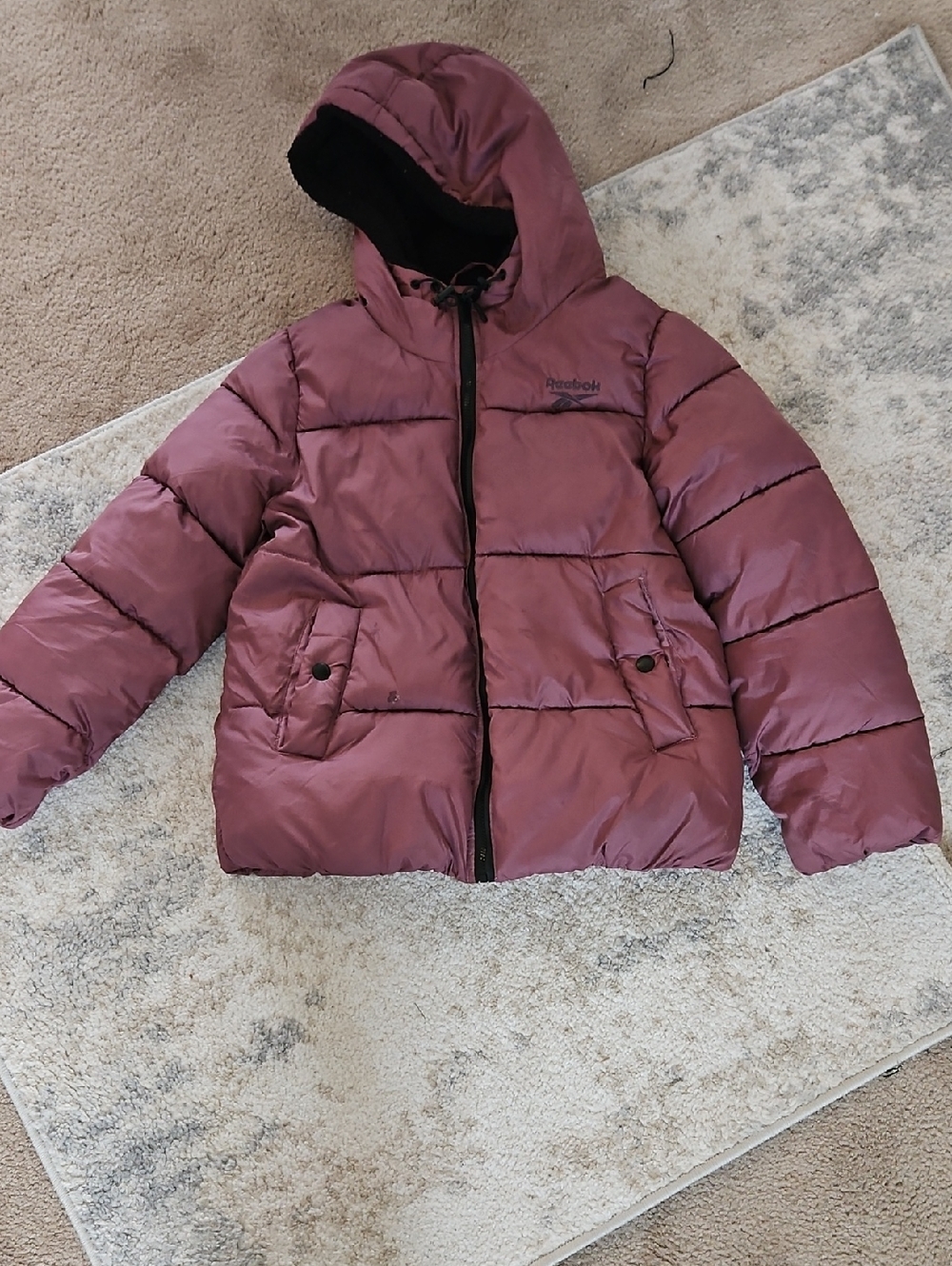 Reebok Womens Hooded Puffer Jacket - Plum